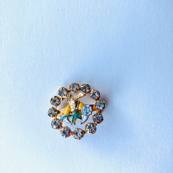 Masonic Daughters of the Nile DofN Rhinestone Wreath and Enamel Brooch Vintage - Picture 1 of 6